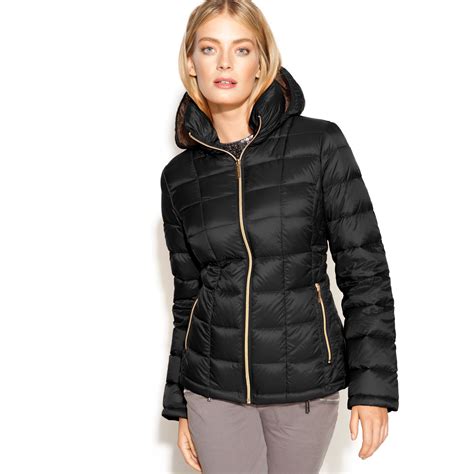 michael kors packable hooded jacket|Michael Kors packable puffer jacket.